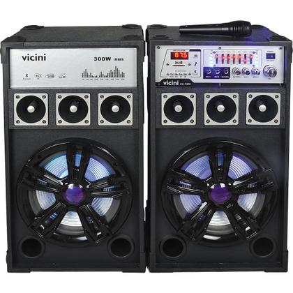 Conjunto 2 Caixas Acústicas Bluetooth 300WRMS Vicini VC-7300 com