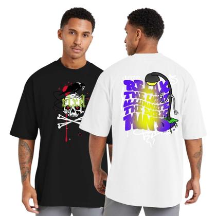 Imagem de Conjunto 2 Camisetas Oversized Algodão para Esporte e Academia, Modelo Gola Redonda