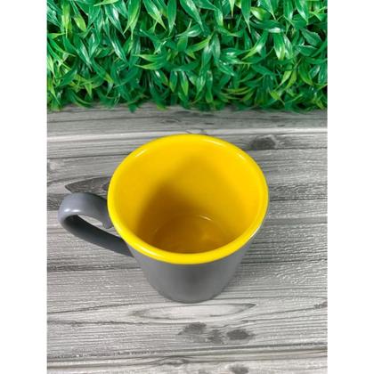Imagem de Conjunto 2 Canecas De Porcelana Cinza c/ Amarelo 350ml Casal