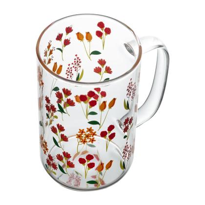 Imagem de Conjunto 2 Canecas de Vidro Borossilicato Flores 280ml - Wolff