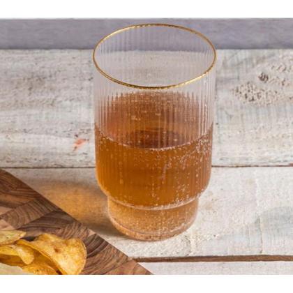 Imagem de Conjunto 2 Copos Altos de Cristal com Fio de Ouro 400 ml Lines Wolff