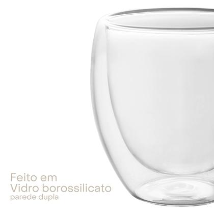 Imagem de Conjunto 2 Copos de Café Parede Dupla de Vidro Borossilicato 80ml Lyor