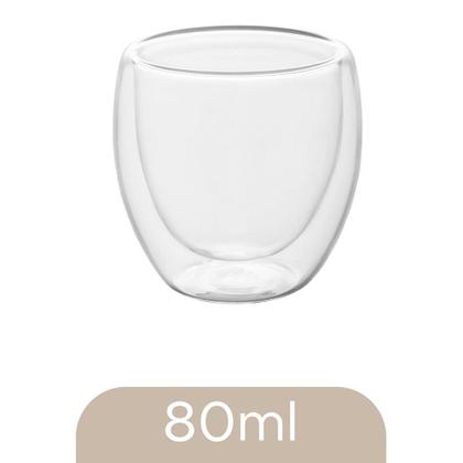 Imagem de Conjunto 2 Copos de Café Parede Dupla de Vidro Borossilicato 80ml Lyor