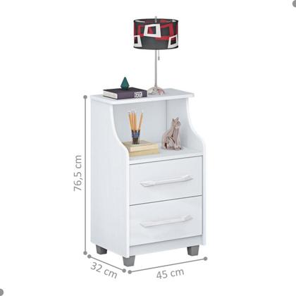 Imagem de Conjunto 2 Criados Topázio Branco com 2 Gavetas