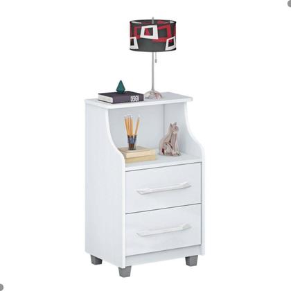 Imagem de Conjunto 2 Criados Topázio Branco com 2 Gavetas