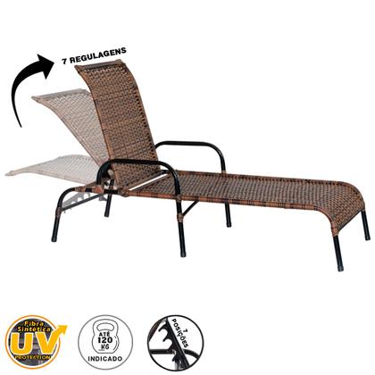 Imagem de Conjunto 2 Espreguiçadeiras Esteira Para Área de Piscina Catar
