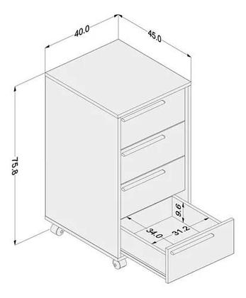 Imagem de Conjunto 2 Gaveteiros com 4 Gavetas Maia