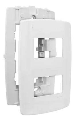 Imagem de Conjunto 2 interruptor ilumi slim branco com placa 2 simples horizontal 