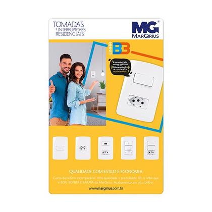 Imagem de Conjunto 2 Interruptor Paralelo + Tomada 10A 4x2 B3 MarGirius