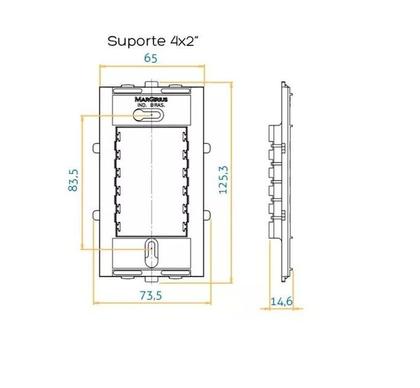 Imagem de Conjunto 2 Interruptor Tecla Simples Separado 4x2 Preto Ebony Clean MarGirius