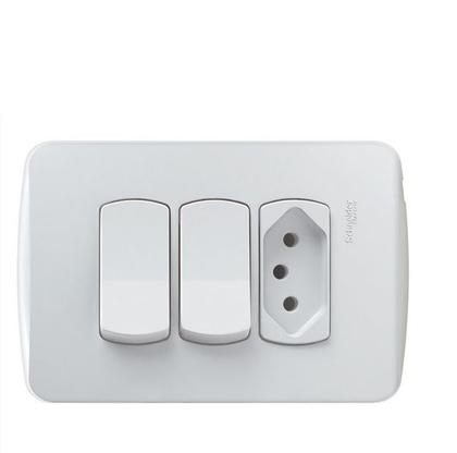 Imagem de Conjunto 2 Interruptores Paralelos + 1 Tomada 2P+T 10A Miluz Schneider S3B69070