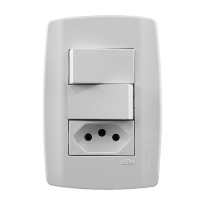 Imagem de Conjunto 2 Interruptores Simples 10A + 1 Tomada 20A 250V - Linha Slim Ilumi - 80211