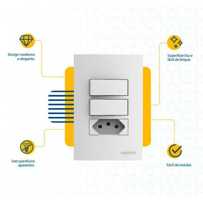 Imagem de Conjunto 2 Interruptores Simples + Tomada 10a Atria Branco