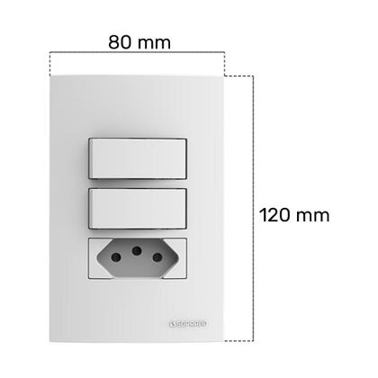 Imagem de Conjunto 2 Interruptores Simples + Tomada 10a Atria Branco
