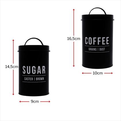 Imagem de Conjunto 2 Latas Em Aço Para Mantimentos Café e Açucar