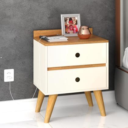 Imagem de Conjunto 2 Mesa de cabeceira criado Madero pés palito 2 gavetas