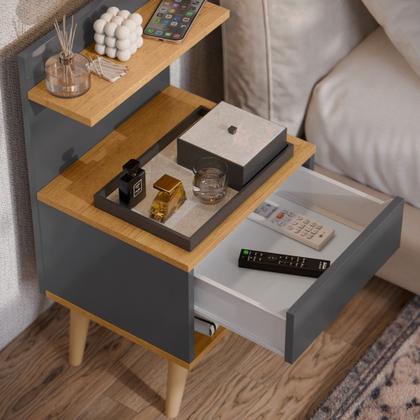 Imagem de Conjunto 2 Mesa de Cabeceira Criado Sleep Quarto Casal e Cabeceira 1,40 cm