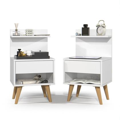 Imagem de Conjunto 2 Mesa de Cabeceira Criado Sleep Quarto Casal e Cabeceira 1,40 cm