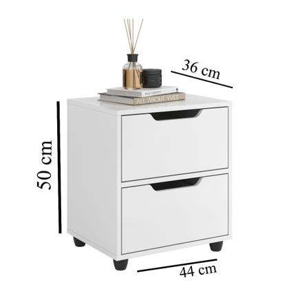 Imagem de Conjunto 2 Mesa De Cabeceira Estilo Retrô Pés Anti-Umidade Prime 2 Gavetas Com Prateleira