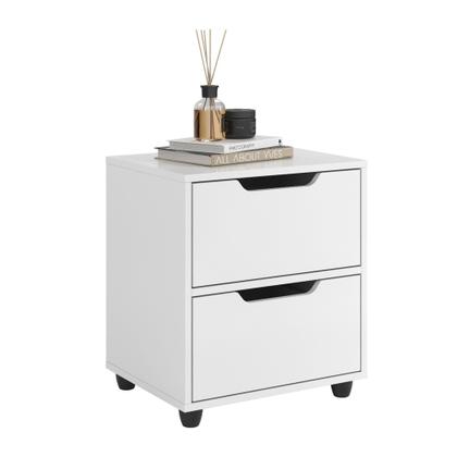 Imagem de Conjunto 2 Mesa De Cabeceira Estilo Retrô Pés Anti-Umidade Prime 2 Gavetas Com Prateleira