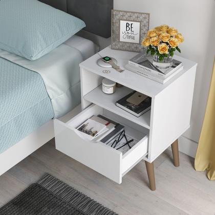 Imagem de Conjunto 2 Mesa De Cabeceira Milão Estilo Retrô Pés Retrô