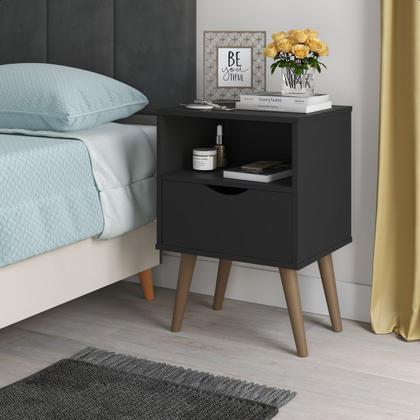 Imagem de Conjunto 2 Mesa De Cabeceira Milão Estilo Retrô Pés Retrô