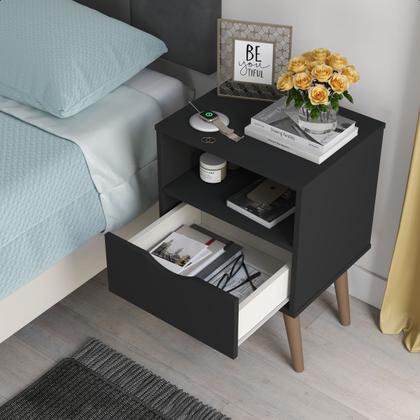 Imagem de Conjunto 2 Mesa De Cabeceira Milão Estilo Retrô Pés Retrô