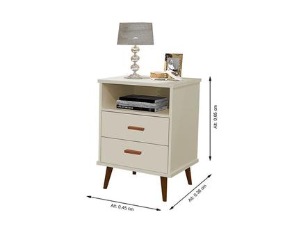 Imagem de Conjunto 2 Mesa de cabeceira Retro 2 Gavetas Itália Off White