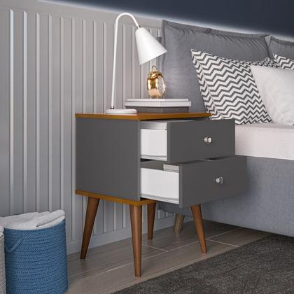 Imagem de Conjunto 2 Mesas de Cabeceira Berlim 2 Gavetas Onix/ freijó