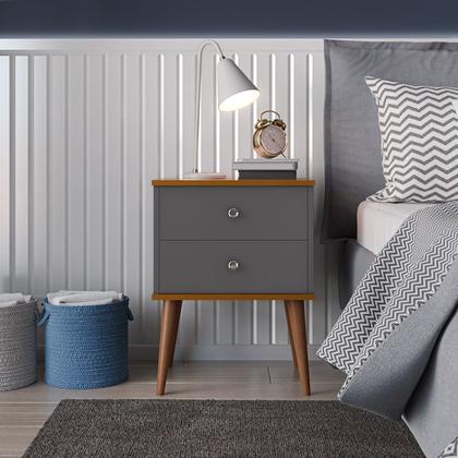 Imagem de Conjunto 2 Mesas de Cabeceira Berlim 2 Gavetas Onix/ freijó