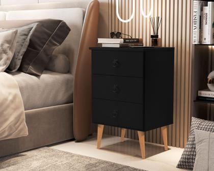 Imagem de Conjunto 2 Mesas de Cabeceira com Pés Palito Madri com 3 gavetas para quarto - Várias Cores