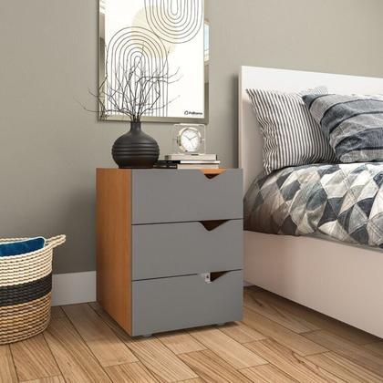 Imagem de Conjunto 2 Mesas de Cabeceira e 1 Guarda Roupa 2 Portas de Correr com Espelho Porto Politorno Móveis