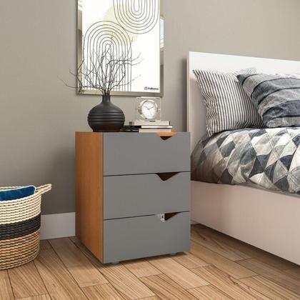 Imagem de Conjunto 2 Mesas de Cabeceira e 1 Guarda Roupa 2 Portas de Correr com Espelho Porto Politorno Móveis