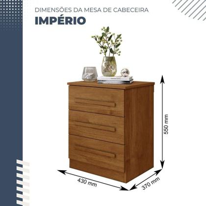 Imagem de Conjunto 2 Mesas de Cabeceira Império 3 Gavetas Benetil Cinamomo