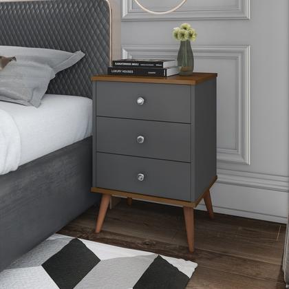 Imagem de Conjunto 2 Mesas de Cabeceira Mix 3 Gavetas Onix/ freijó
