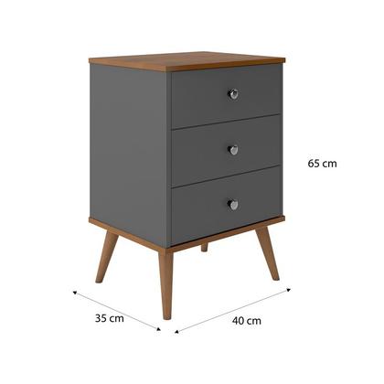 Imagem de Conjunto 2 Mesas de Cabeceira Mix 3 Gavetas Onix/ freijó