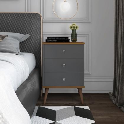 Imagem de Conjunto 2 Mesas de Cabeceira Mix 3 Gavetas Onix/ freijó