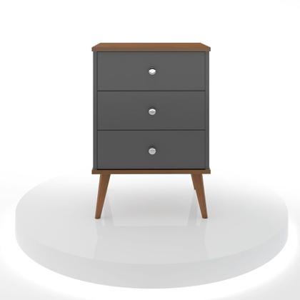 Imagem de Conjunto 2 Mesas de Cabeceira Mix 3 Gavetas Onix/ freijó