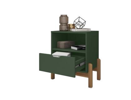 Imagem de Conjunto 2 Mesas De Cabeceira Quarto Mini Cômoda Antares 1 Gaveta e 1 Nicho - Verde Oliva
