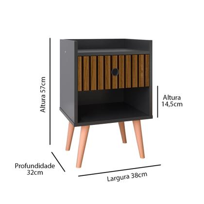 Imagem de Conjunto 2 Mesas de Cabeceira Retro Decore 1 Gaveta e Nicho Cores Disponiveis
