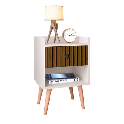 Imagem de Conjunto 2 Mesas de Cabeceira Retro Decore 1 Gaveta e Nicho Cores Disponiveis
