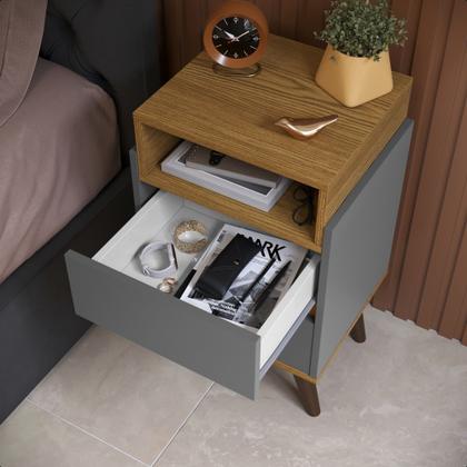 Imagem de Conjunto 2 Mesas de Cabeceira Verona moderna para quarto 2 gavetas e pés estilo retrô - Várias Cores