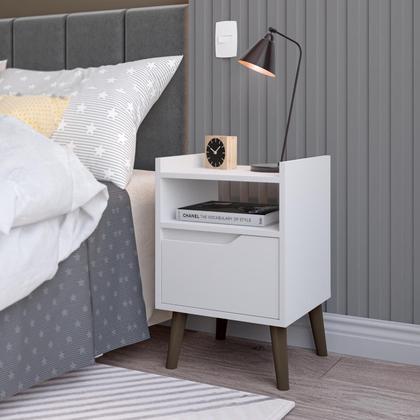 Imagem de Conjunto 2 Mesas De Cabeceiras Estilo Retrô Luxo 1 Gaveta Para Quarto Gabriela ENVIA SOMENTE 02 KIT