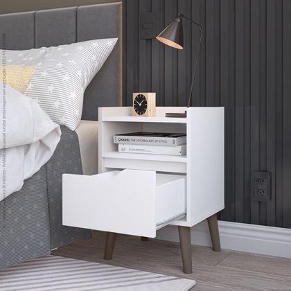 Imagem de Conjunto 2 Mesas De Cabeceiras Estilo Retrô Luxo 1 Gaveta Para Quarto Gabriela ENVIA SOMENTE 02 KIT