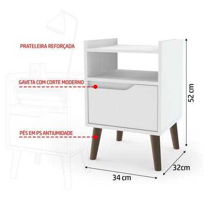 Imagem de Conjunto 2 Mesas De Cabeceiras Estilo Retrô Luxo 1 Gaveta Para Quarto Gabriela ENVIA SOMENTE 02 KIT