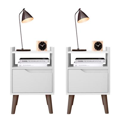 Imagem de Conjunto 2 Mesas De Cabeceiras Estilo Retrô Luxo 1 Gaveta Para Quarto Gabriela ENVIA SOMENTE 02 KIT