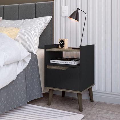 Imagem de Conjunto 2 Mesas De Cabeceiras Estilo Retrô Luxo 1 Gaveta Para Quarto Gabriela ENVIA SOMENTE 02 KIT