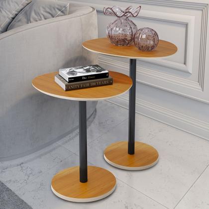 Imagem de Conjunto 2 Mesas Laterais Vitta Design Orgânico em MDF para Decoração LH Móveis