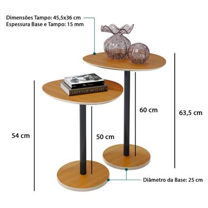 Imagem de Conjunto 2 Mesas Laterais Vitta Design Orgânico em MDF para Decoração LH Móveis