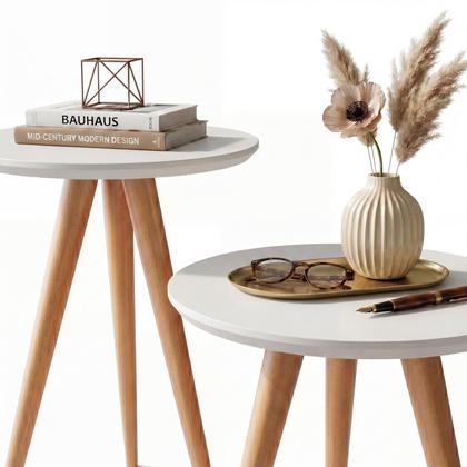 Imagem de Conjunto 2 Mesas Redonda Classic Pés Pinus/Conicos Decoração